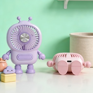 Ventilador portátil creativo con forma de robot, 2W, recargable por USB, mini ventilador para colgar del cuello para niños - Product Image 3