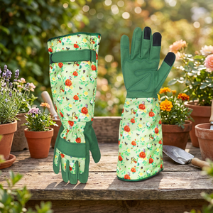 Extended Arm <b>Gardening</b> Gloves Leather Palm Latex Coated Scratch-Resistant Long Sleeves for Heavy Duty Use - Product Image 3