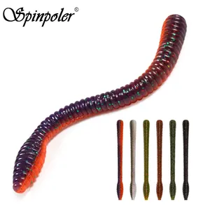 Spinpoler Señuelo de Pesca Finesse con Cola Recta Salada, Cuerpo Acanalado, Cola Pequeña y Abombada, Cebo Blando de PVC para Lubina y Pesca Marina, 10 unidades/paquete - Product Image 1