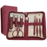 Ensemble de manucure Pro Kits d'ongles ensembles de coupe-ongles 10 pièces ensembles de pédicure en acier inoxydable outil de toilettage pour hommes avec étui de voyage en cuir