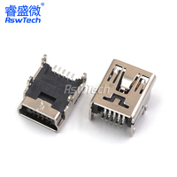 OEM mikro USB 10pin konektor pengisian Port soket 3.0 Tipe A wanita bersudut Diy konektor pemasok Mini USB konektor