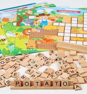Unisex Children's Early Education English Board Game Word Chain <strong>Crossword</strong> Spelling <strong>Puzzle</strong> Made of Wood for Young Learners