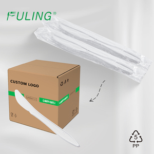 Juego de Cubiertos Desechables de Plástico FULING, Envueltos Individualmente o en Paquete a Granel, Tenedor, Cuchara, Servilleta y Cuchillo de Plástico Personalizados - Product Image 1