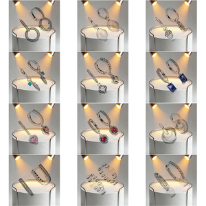 Silver Plating Stud Earrings with Zircon <strong>Stars</strong> and Moon Flower Heart Shape <strong>Pendant</strong> for Women Engagement Wedding DIY Jewelry - Product Image 3