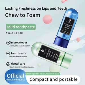 Comprimés de nettoyage des dents antimicrobiens saveur pêche blanche menthe OEM ODM taille de voyage emballage granulés de toilette pratique pour - Product Image 3