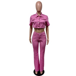 Conjuntos de Mezclilla para Mujer, Primavera-Otoño, Chaqueta Corta Elástica + Jeans, Conjunto de Dos Piezas Informal de Mezclilla para Mujer - Product Image 2