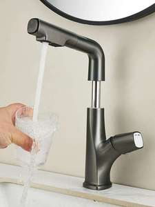<span class=keywords><strong>Robinet</strong></span> <span class=keywords><strong>de</strong></span> lavabo extractible brossé KAWAL, design moderne et minimaliste, multifonctionnel, gris anthracite, pour lavabos chauds et froids, usage domestique - Product Image 4