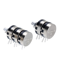 Potentiomètre à film de carbone double canal WTH118 0,25W 100k avec interrupteur, boîtier métallique, variation linéaire rotative