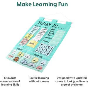 Tableau mural interactif en tissu pour l'apprentissage du calendrier, avec poches, pour la gestion du temps des tout-petits, des enfants et des élèves de maternelle - Product Image 5