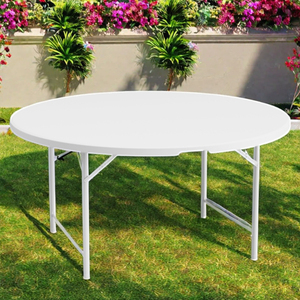 Hot-vente <span class=keywords><strong>10</strong></span> <span class=keywords><strong>personnes</strong></span> <span class=keywords><strong>Table</strong></span> ronde pliante en plastique <span class=keywords><strong>Table</strong></span> en plastique extérieure intérieure polyvalente pour les mariages, les fêtes et les pique-niques - Product Image 6