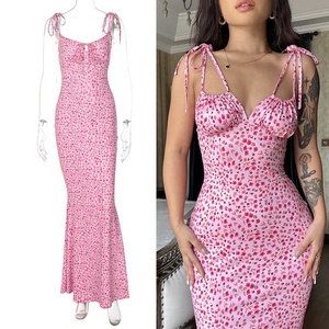 Abito Lungo Estivo da <span class=keywords><strong>Donna</strong></span> Elegante per Vacanze al Mare, Vestito Aderente Floreale da Strada - Product Image 3