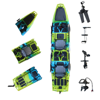 Kayak de pêche à pédales en plastique Viking populaire de 9,5 pieds, siège unique, modulaire, détachable en 2/3 sections, coque en HDPE