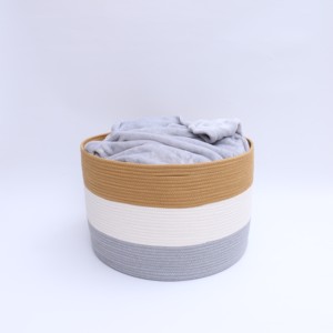 Panier Fabricant gros coton tissé Multicolore naturel Chanvre corde plante paniers de rangement de blanchisserie - Product Image 3