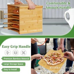 Plateau à pizza en bois, planche à découper pour desserts et légumes, présentoir à plateau à pizza multi-niveaux pour la maison - Product Image 5