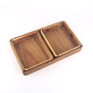 Bandeja de servicio de madera de acacia duradera para decoración del hogar, plato rectangular para servir aperitivos, bandeja de cama, accesorio de mesa de café - Product Image 2