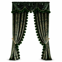 Rideaux occultants en velours doré de luxe français avec pompons en fourrure de renard pour salon de villa