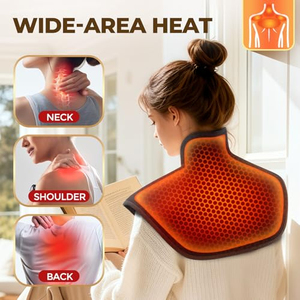 Écharpe chauffante sans fil pour les épaules, enveloppement chauffant électrique, masseur pour le cou et les épaules avec minuterie - Product Image 2