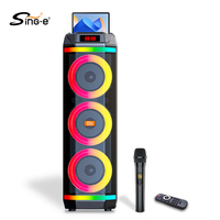 SING-E ZQS8316 Altavoz Karaoke Estéreo Triple de 8 Pulgadas con 2 Micrófonos, Luz RGB, Bajos HIFI, Inalámbrico, para Exteriores, Computadora, Teléfono Móvil