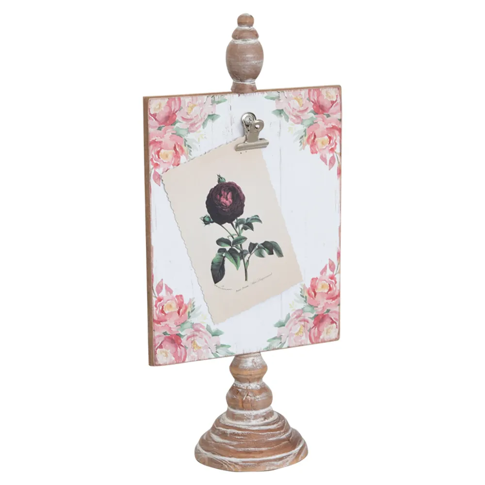 Customized Desk Decor Rustic Picture Frame with Clips Display Picture Board Spring Decor Rose Photo Frame for Tabletop