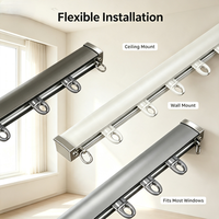 Rail de rideau en aluminium robuste, silencieux et fluide, fixation supérieure et latérale, longueur personnalisable