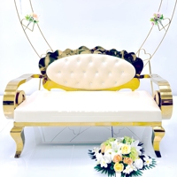 Ensemble de canapés modernes de luxe en acier inoxydable pour salles de mariage, appartements, salons - Tissu en velours/cuir PU, canapé deux places