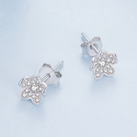 Ensemble de bijoux en argent 925 avec boucles d'oreilles et bague en forme de trèfle à quatre feuilles en cristal de zircon