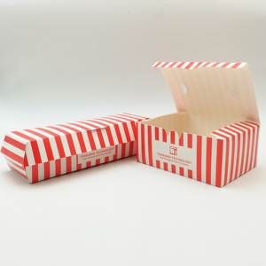 Boîtes à emporter <span class=keywords><strong>de</strong></span> <span class=keywords><strong>poulet</strong></span> frit à rayures rouges et blanches rétro avec poignée Récipient alimentaire en papier pour collations chaudes et restauration rapide - Product Image 5