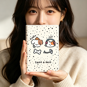 Cute Koala Cat Printed <b>Notepad</b> With Dots Pattern Take A Rest Design PP Cover Sewing Binding <b>A5</b> Size - Product Image 1