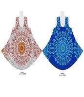 Tissu de robe imprimé parapluie indien traditionnel avec bordure florale artistique pour la robe Kurta des femmes et la collection de vêtements ethniques