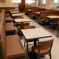 Ensemble de meubles de café personnalisés, durables, écologiques, en bois et en cuir, table et chaises