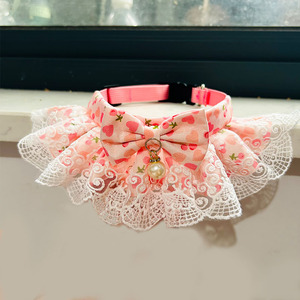 <b>Cute</b> Lace Pet <b>Collar</b> Red Checkered Cherry Design Small Medium Dogs <b>Cats</b> - Product Image 4