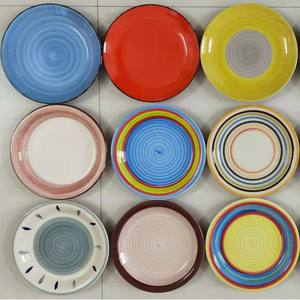 Murah warna-warni <span class=keywords><strong>7.5</strong></span> inci periuk dilukis tangan piring Salad keramik piring makanan penutup - Product Image 3