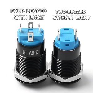 12 mét kim loại push <span class=keywords><strong>button</strong></span> chuyển momentary 1NO bị oxy hóa vỏ màu đen với cao/Flat Head Power LED 6V 24V <span class=keywords><strong>220V</strong></span> chuyển đổi - Product Image 5