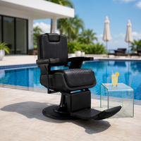 Ensemble de mobilier de salon d'hôtel pliable et inclinable noir et or avec logo personnalisé, miroir de rangement, chaise de coiffeuse et chaises de barbier en PU