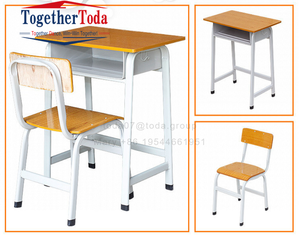 Ensemble de chaises d'écolier robustes et très vendues, avec bureau individuel, structure métallique, plateau en MDF, porte-stylo et porte-sac - Product Image 5