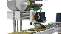 SKILT Machine à étiqueter les côtés supérieurs et inférieurs Machine à étiqueter automatique pour sacs cartons canettes avec imprimante