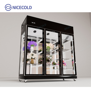 4 porte Display nero floreale di raffreddamento a fiori con impostazione di umidità per negozio di fiori - Product Image 5