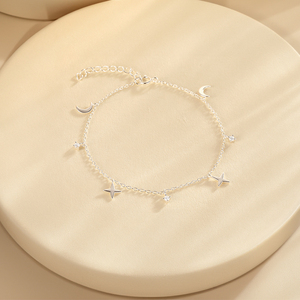 Bracelet CANNER Simple en argent 925 avec breloques étoile et croissant de lune en zircon, bijoux pour filles - Product Image 3