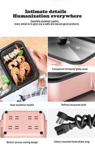 Marmite électrique multifonctionnelle <span class=keywords><strong>2</strong></span> en 1 en fonte d'aluminium antiadhésive pour barbecue - Product Image 6