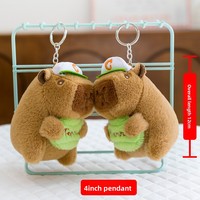 Pendentif poupée en peluche de 4 pouces, porte-clés Capybara mignon, dessin animé, rembourré en coton PP, ornements mignons pour animaux de compagnie, cadeau pour enfants de 5 à 7 ans