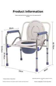 Industrial Grade Aluminum Folding <b>Shower</b> Chair 5 Level Height Adjustment <b>For</b> Elderly Bath Safety - Product Image 5