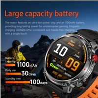 HT45 Nuevo Reloj Inteligente Deportivo para Hombre, 1100mAh de Larga Duración, Resistente al Agua IP68, con Linterna, Monitor de Actividad Física