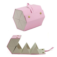 Boîte de rangement simple en cuir multi-compartiments, portable, grande capacité, pliable, pour lunettes