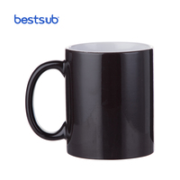 Tasses à café en céramique noire personnalisables BestSub, thermosensibles, à changement de couleur magique, 330 ml, pour sublimation, vente en gros B2B, personnalisées