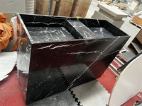Vente en gros de lavabos sur pied en marbre naturel Nero Marquina noir, rectangulaires, en pierre