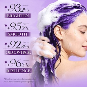 Shampoo <span class=keywords><strong>violet</strong></span> à la kératine végétale 500ml – <span class=keywords><strong>Soin</strong></span> tonifiant anti-jaunissement <span class=keywords><strong>pour</strong></span> <span class=keywords><strong>cheveux</strong></span> blonds, argentés et gris – Renforce, répare et redonne brillance - Product Image 2