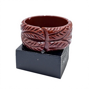 Best Colorful Resin <b>Bangle</b> Bracelets Design Stylish With Carved Floral Pattern Round Artistic Home Decoration Craft Jewelry - Product Image 4