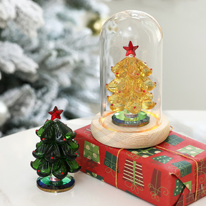 Crystal Christmas Tree Ornaments Mini Glass Decorations With <b>Lights</b> For Home Holiday Decoration - Product Image 4