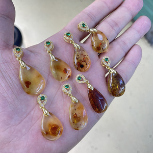 All'ingrosso <span class=keywords><strong>naturale</strong></span> di alta qualità intarsio di rame <span class=keywords><strong>ambra</strong></span> <span class=keywords><strong>ciondolo</strong></span> per le donne del partito gemma regalo - Product Image 2