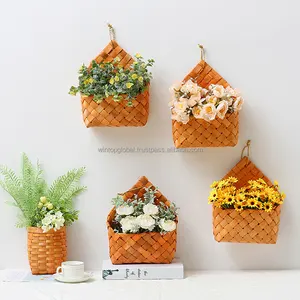 Wall Hanging Basket Hanging Planter Storage Over The Door Wood Chip Hanging Storage Organizer